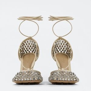 Bottega Veneta Sparkle Stretch Lace-Up Sandal Size 9 NIB